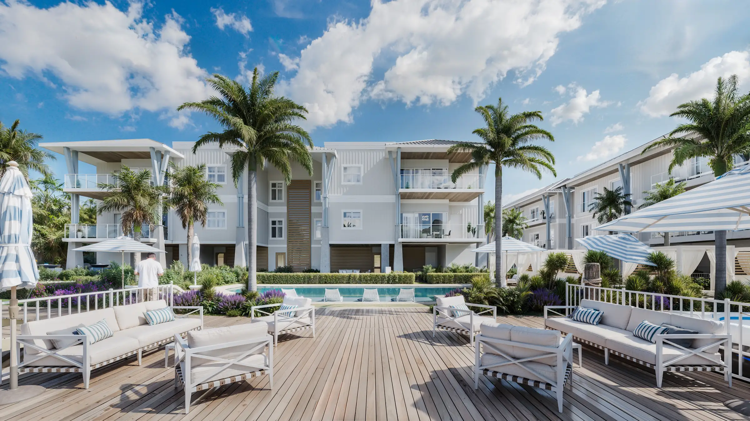Resort-style pool and deck at Harbour House